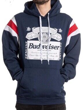 NWT Calhoun Budweiser Genuine Label Varsity Pullover Hoodie Mens XXL Sweatshirt